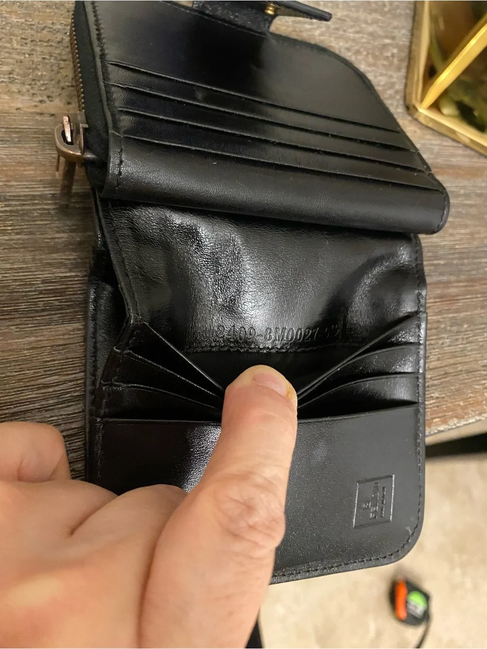 GUC Fendi Brown and Black Zucca Canvas Zip-Around Compact Wallet